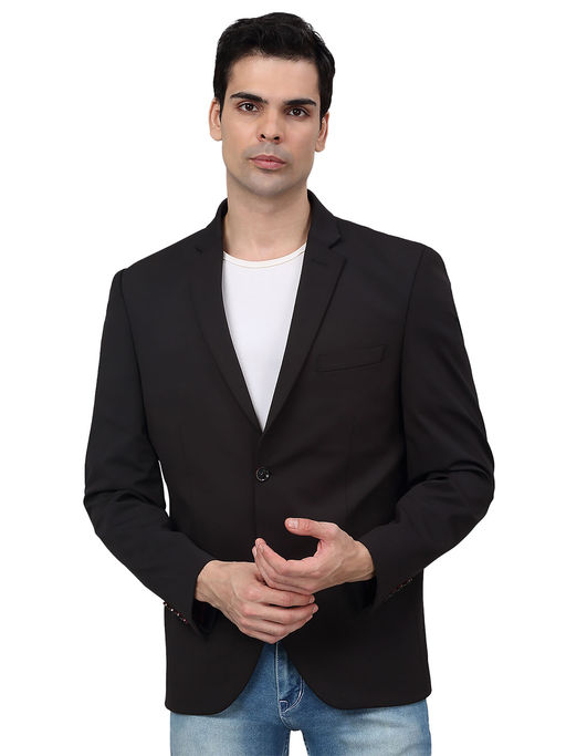 Cantabil Men Black Solid Casual Blazer