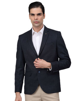 Cantabil - Men Navy Blue Checks Formal Blazer