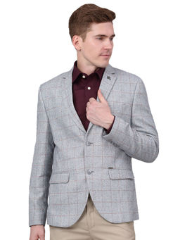 Cantabil - Men Blue Checks Formal Blazer