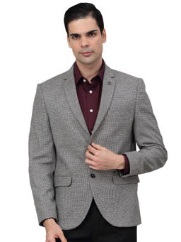 Cantabil - Men Grey Self Design Formal Blazer