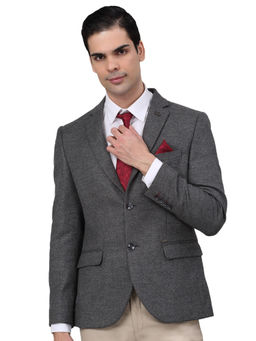 Cantabil - Men Grey Self Design Formal Blazer