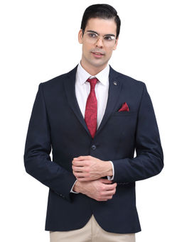 Cantabil - Men Navy Blue Solid Formal Blazer
