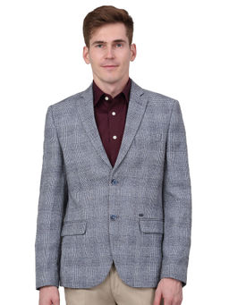 Cantabil - Men Blue Checks Formal Blazer