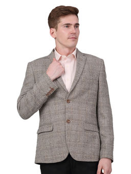 Cantabil - Men Beige Checks Formal Blazer