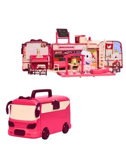 Tak Tak Toys - Hello Kitty 2-In-1 Convertible School Bus Playset Turns Into Classroom