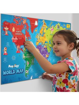 Imagimake - Mapology World Map Wall Chart with Reusable Stickers