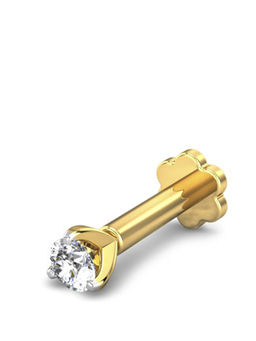 Candere by Kalyan Jewellers - Candere by Kalyan Jeweller 18kt Yellow Gold 0.05 cts Diamond Nose Pin for Women