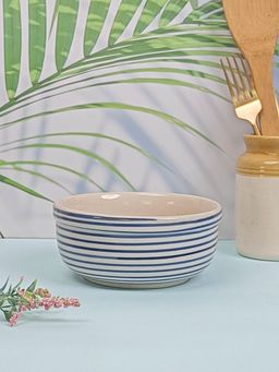 VarEesha - Parikrama Blue Spiral Ceramic Serving Bowl - Large