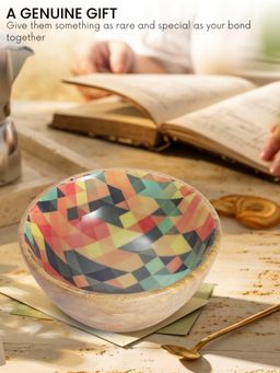 VarEesha - Mosaic Mango Wood Large Serving Bowl