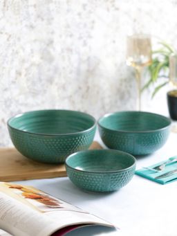VarEesha - Green Studio Ceramic Bowls Set of 3
