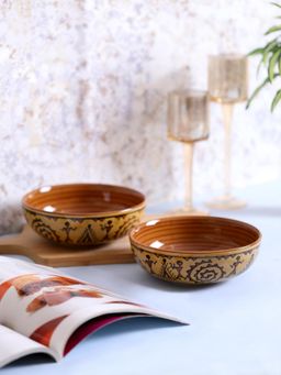 VarEesha - Brown Warli Curry Serving Bowls Set