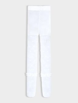 Mi Arcus - Star Print Design Ultra Soft and Stretchable Stockings for Girls Off White