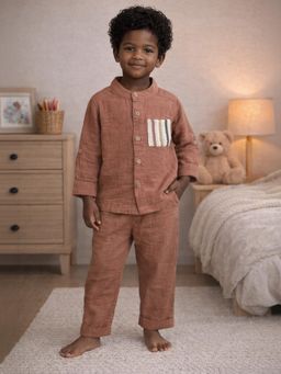 Mi Arcus - Cotton Solid Full sleeves Co-Ord Set for Boys