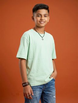 KiddoPanti - Boys Cotton Drop Shoulder Half Sleeve Solid Round Neck T-Shirt