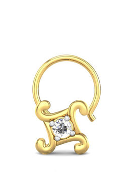 Candere by Kalyan Jewellers - Candere by Kalyan Jeweller 18kt Yellow Gold 0.03 cts Diamond Nose Pin for Women