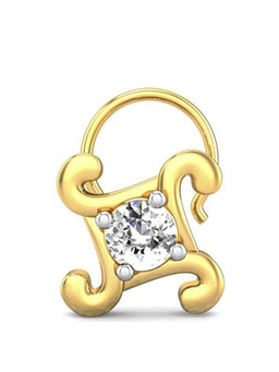 Candere by Kalyan Jewellers - Candere by Kalyan Jeweller 18kt Yellow Gold 0.15 cts Diamond Nose Pin for Women