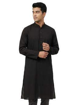 Sanman Ethnix by Raymond - Black Mandarin Full Sleeve Kurta
