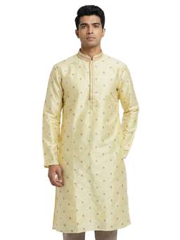 Sanman Ethnix by Raymond - Yellow Mandarin Full Sleeve Kurta