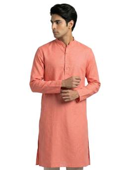 Sanman Ethnix by Raymond - Pink Mandarin Full Sleeve Kurta
