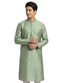 Sanman Ethnix by Raymond - Green Mandarin Full Sleeve Kurta