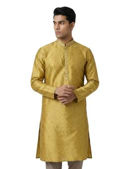 Sanman Ethnix by Raymond - Yellow Mandarin Full Sleeve Kurta