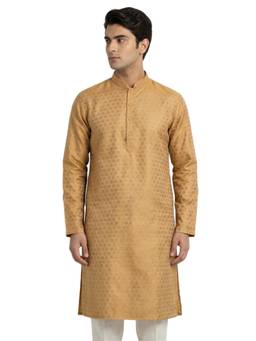 Sanman Ethnix by Raymond - Gold Mandarin Full Sleeve Kurta