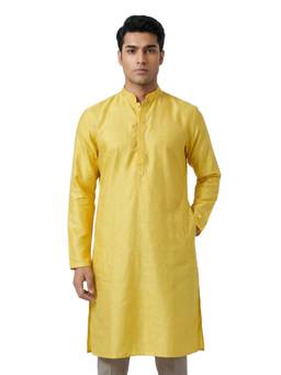 Sanman Ethnix by Raymond - Yellow Mandarin Full Sleeve Kurta