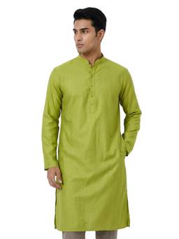 Sanman Ethnix by Raymond - Green Mandarin Full Sleeve Kurta