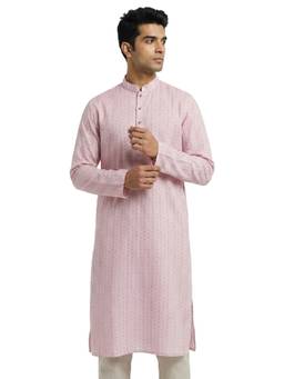 Sanman Ethnix by Raymond - Pink Mandarin Full Sleeve Kurta