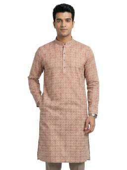 Sanman Ethnix by Raymond - Brown Mandarin Full Sleeve Kurta