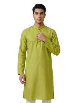 Sanman Ethnix by Raymond - Green Mandarin Full Sleeve Kurta