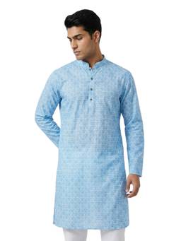 Sanman Ethnix by Raymond - Green Mandarin Full Sleeve Kurta