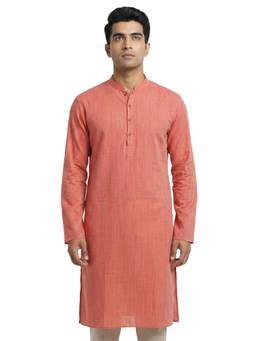 Sanman Ethnix by Raymond - Pink Mandarin Full Sleeve Kurta