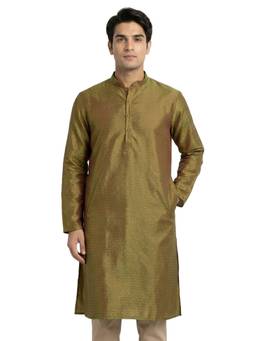Sanman Ethnix by Raymond - Green Mandarin Full Sleeve Kurta