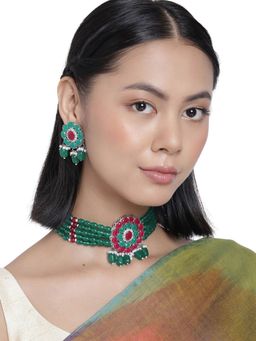 Accessher - Silver Toned Beaded & Multi Enamel Jewellery Set Embellished with Bead