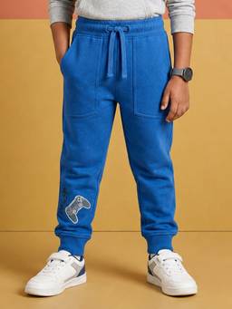 KiddoPanti - Boys Blue Cute Game Controller Graphic Printed Joggers