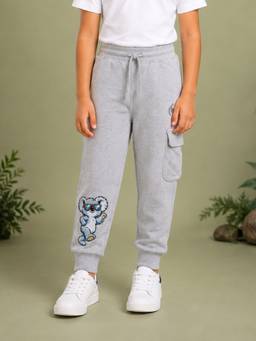KiddoPanti - Boys Grey Koala Graphic Printed Joggers