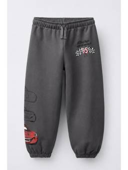 Alan Jones - Boys Grey Graphic Printed Heavy Gsm Fabric Joggers