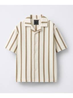 Alan Jones - Boys Cream Striped Bowling Shirt