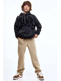Alan Jones - Boys Grey Placement Text Printed Oversized Hoodie