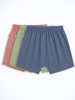 Cocoon Care - Unisex Multi-Color Bamboo Cotton Solid Shorts (Pack of 3)