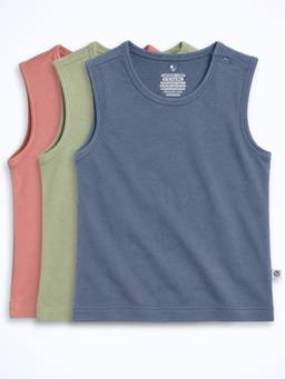 Cocoon Care - Unisex Multi-Color Bamboo Cotton Solid Top (Pack of 3)