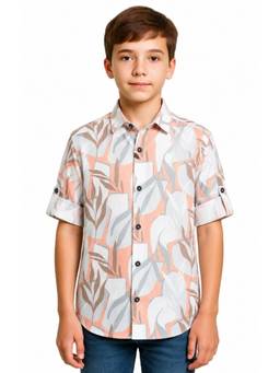 CHARCHIT - Boys Multi-Color Printed Full Sleeves Cotton Linen Shirt