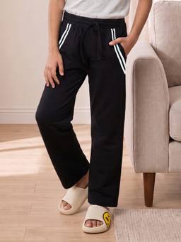 Lil Tomatoes - Boys Black Cotton Looper Drawstring Striped Trouser