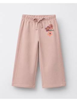 Alan Jones - Girls Peach Cotton Floral Printed Wide Leg Trouser