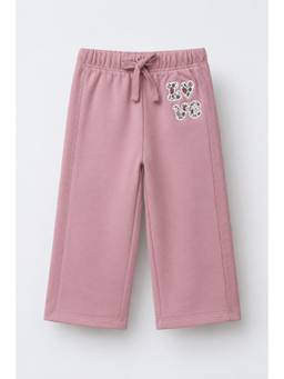 Alan Jones - Girls Pink Cotton Floral Embroidered Wide Leg Trouser