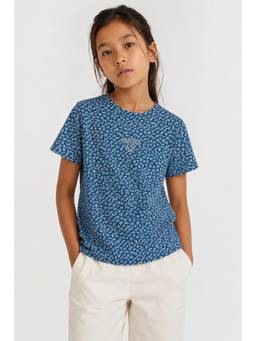 Alan Jones - Girls Blue All Over Floral Printed T-shirt