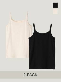 Kauma - Girls Multi-Color Ribbed Cotton Non Padded Camisoles ( Pack of 2)