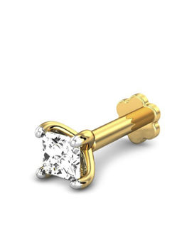 Candere by Kalyan Jewellers - Candere by Kalyan Jeweller 18kt Yellow Gold 0.15 cts Diamond Nose Pin for Women