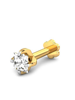 Candere by Kalyan Jewellers - Candere by Kalyan Jeweller 18kt Yellow Gold 0.15 cts Diamond Nose Pin for Women